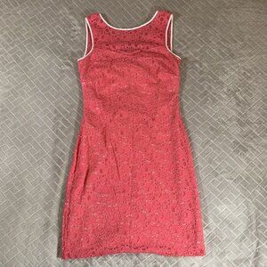 Marc New York Womens 4 Sheath Dress Coral Pink Short Mini Lace Lined Office